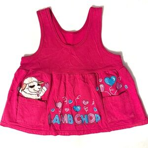 RARE Vintage 1994 Kids Lamb Chop Shari Lewis Pink Tank Peplum Top Shirt 4/5 Girl